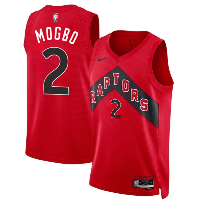 Men's Toronto Raptors #2 Jonathan Mogbo Red 2024 Draft Icon Edition Stitched Basketball Jersey Men's Toronto Raptors #2 Jonathan Mogbo Red 2024 Draft Icon Edition Stitched Basketball Jersey