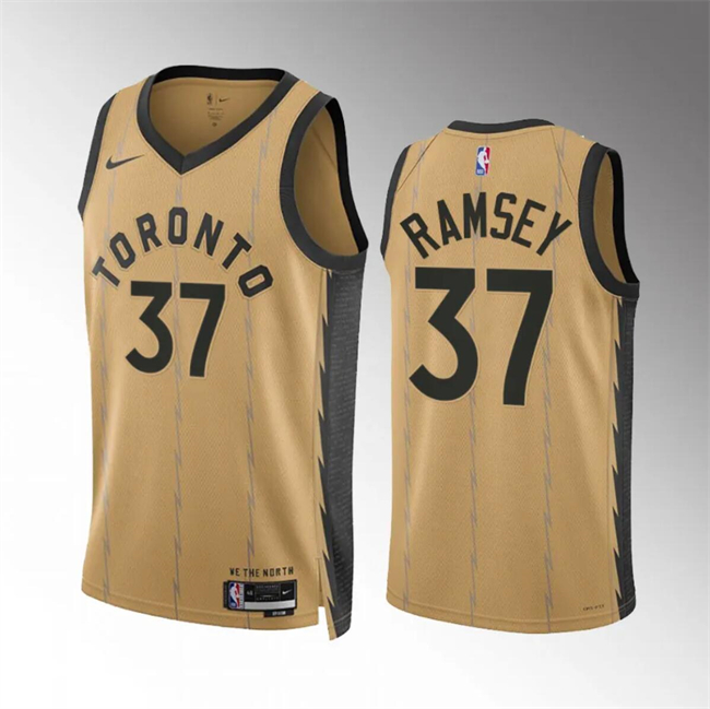 Men's Toronto Raptors #37 Jahmi'us Ramsey Gold 2023 24 City Edition Stitched Basketball Jersey Men's Toronto Raptors #37 Jahmi'us Ramsey Gold 2023 24 City Edition Stitched Basketball Jersey
