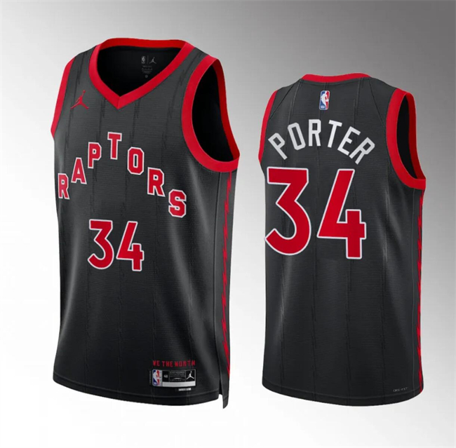 Men's Toronto Raptors #34 Jontay Porter Black Statement Edition Stitched Basketball Jersey Men's Toronto Raptors #34 Jontay Porter Black Statement Edition Stitched Basketball Jersey