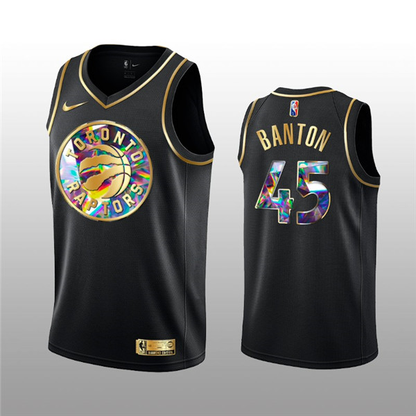 Men's Toronto Raptors #45 Dalano Banton 2021 22 Black Golden Edition 75th Anniversary Diamond Logo Stitched Basketball Jersey Men's Toronto Raptors #45 Dalano Banton 2021 22 Black Golden Edition 75th Anniversary Diamond Logo Stitched Basketball Jersey