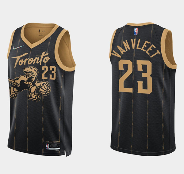 Men's Toronto Raptors #23 Fred Vanvleet 2021 22 City Edition Black 75th Anniversary Swingman Stitched Basketball Jersey Men's Toronto Raptors #23 Fred Vanvleet 2021 22 City Edition Black 75th Anniversary Swingman Stitched Basketball Jersey