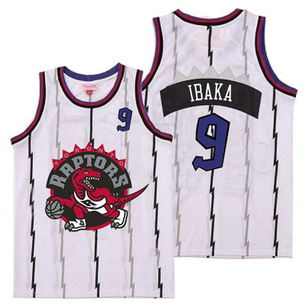 Raptors 9 Serge Ibaka White Big Gray Red Logo Retro Jersey 7 Raptors 9 Serge Ibaka White Big Gray Red Logo Retro Jersey 7