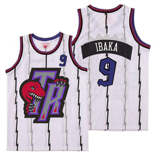 Raptors 9 Serge Ibaka White Big Gray TR Logo Retro Jersey 6 Raptors 9 Serge Ibaka White Big Gray TR Logo Retro Jersey 6