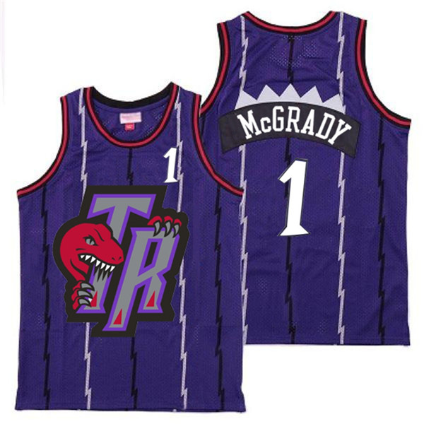 Raptors 1 Tracy McGrady Purple Big Gray TR Logo Retro Jersey Raptors 1 Tracy McGrady Purple Big Gray TR Logo Retro Jersey
