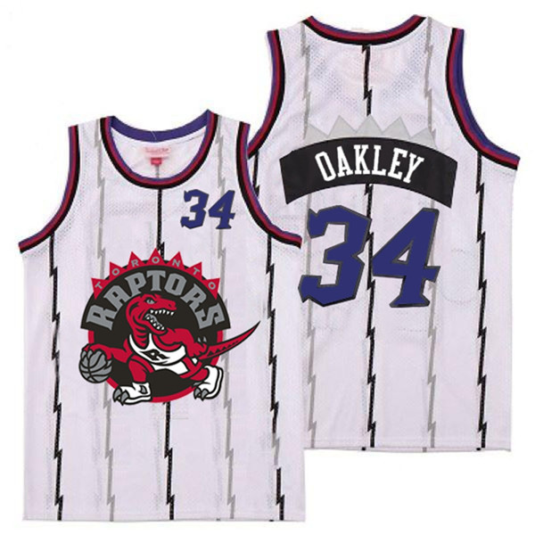 Raptors 34 Charles Oakley White Big Gray Red Logo Retro Jersey 10 Raptors 34 Charles Oakley White Big Gray Red Logo Retro Jersey 10