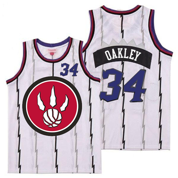 Raptors 34 Charles Oakley White Red Big Logo Retro Jersey 4 Raptors 34 Charles Oakley White Red Big Logo Retro Jersey 4