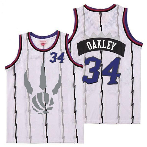 Raptors 34 Charles Oakley White Gray Logo Retro Jersey 6 Raptors 34 Charles Oakley White Gray Logo Retro Jersey 6