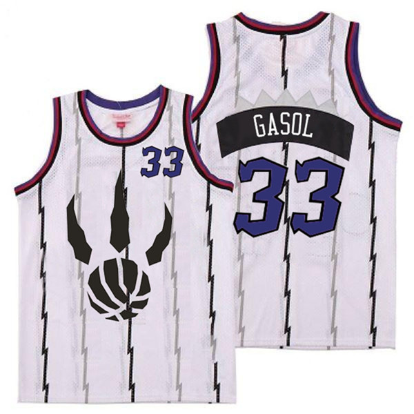 Raptors 33 Marc Gasol White Throwback Jersey 1