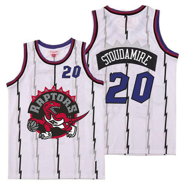 Raptors 20 Damon Stoudamire White Big Gray Red Logo Retro Jersey 1 Raptors 20 Damon Stoudamire White Big Gray Red Logo Retro Jersey 1