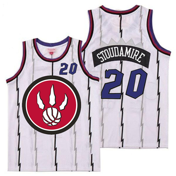 Raptors 20 Damon Stoudamire White Red Big Logo Retro Jersey 3 Raptors 20 Damon Stoudamire White Red Big Logo Retro Jersey 3
