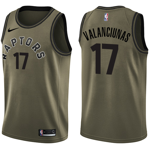 Nike Raptors #17 Jonas Valanciunas Green Salute to Service NBA Swingman Jersey