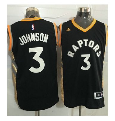 Raptors #3 James Johnson Black Gold Stitched NBA Jersey