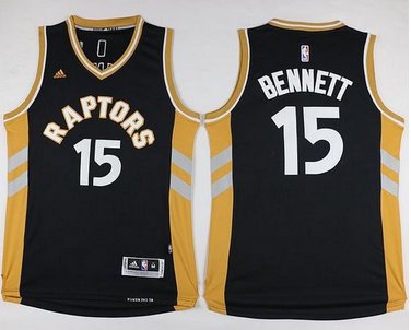 Raptors #15 Anthony Bennett BlackGold Stitched NBA Jersey