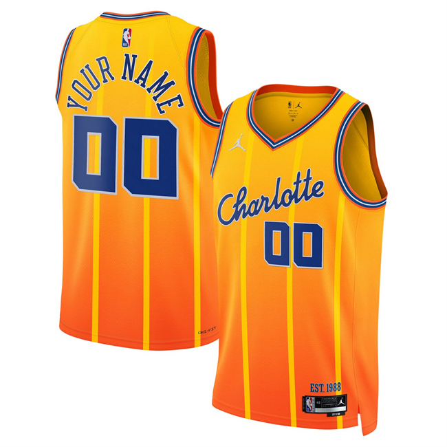 Men's Charlotte Hornets Active Playe Custom Orange 2025 26 City Edition Stitched Basketball Jersey