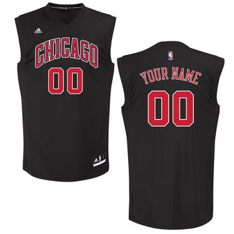 Men's Chicago Bulls adidas Black Custom Chase Jersey Men's Chicago Bulls adidas Black Custom Chase Jersey