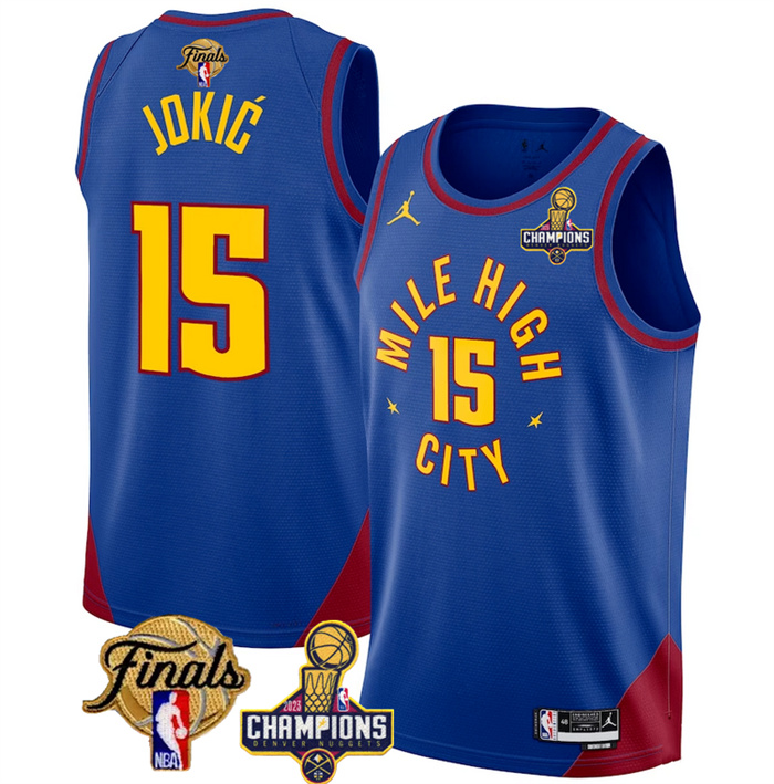 Custom Men's Denver Nuggets Active Player Custom Blue 2023 Nuggets Champions Patch And Finals Patch Statemenr Edition Stitched Basketball Jersey Custom Men's Denver Nuggets Active Player Custom Blue 2023 Nuggets Champions Patch And Finals Patch Statemenr Edition Stitched Basketball Jersey