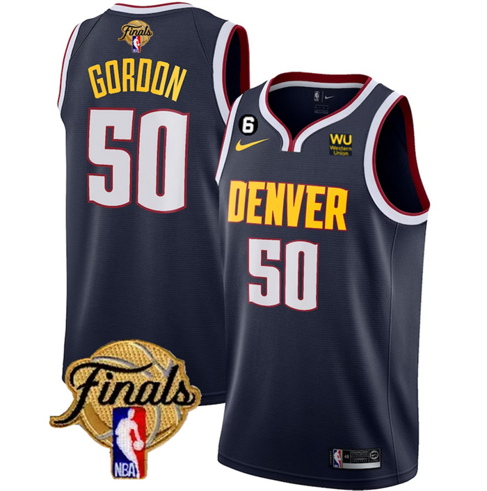 Custom Men's Denver Nuggets Navy 2023 Finals Icon Edition With NO.6 Patch Stitched Basketball Jersey Custom Men's Denver Nuggets Navy 2023 Finals Icon Edition With NO.6 Patch Stitched Basketball Jersey