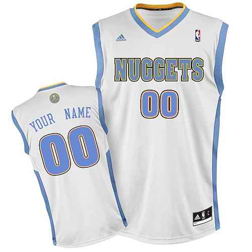 Denver Nuggets Custom White Adidas Home Jersey Denver Nuggets Custom White Adidas Home Jersey