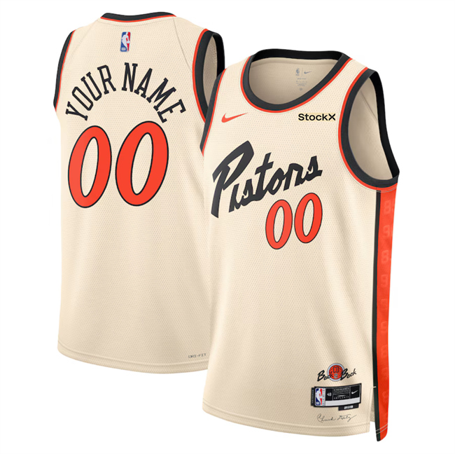 Men's Detroit Pistons Active Player Custom Cream 2024 25 City Edition Stitched Basketball Jersey Men's Detroit Pistons Active Player Custom Cream 2024 25 City Edition Stitched Basketball Jersey