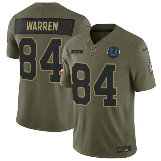 Men's Indianapolis Colts #84 Tyler Warren Olive 2025 F.U.S.E. Salute to Service Limited Stitched Football Jersey Men's Indianapolis Colts #84 Tyler Warren Olive 2025 F.U.S.E. Salute to Service Limited Stitched Football Jersey