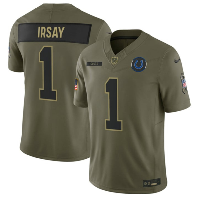 Men's Indianapolis Colts #1 Jim Irsay Olive 2025 F.U.S.E. Salute to Service Limited Stitched Football Jersey Men's Indianapolis Colts #1 Jim Irsay Olive 2025 F.U.S.E. Salute to Service Limited Stitched Football Jersey