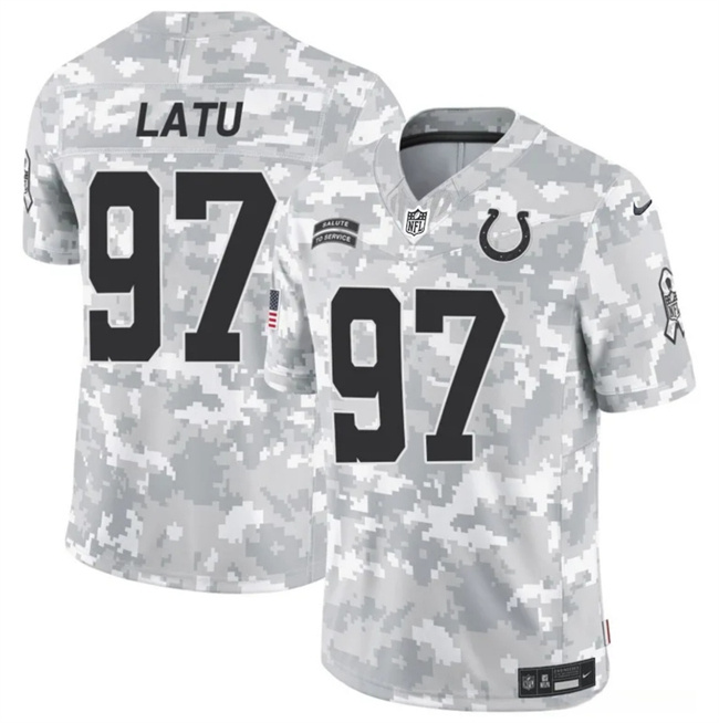 Men's Indianapolis Colts #97 Laiatu Latu 2024 F.U.S.E Arctic Camo Salute To Service Limited Stitched Football Jersey Men's Indianapolis Colts #97 Laiatu Latu 2024 F.U.S.E Arctic Camo Salute To Service Limited Stitched Football Jersey