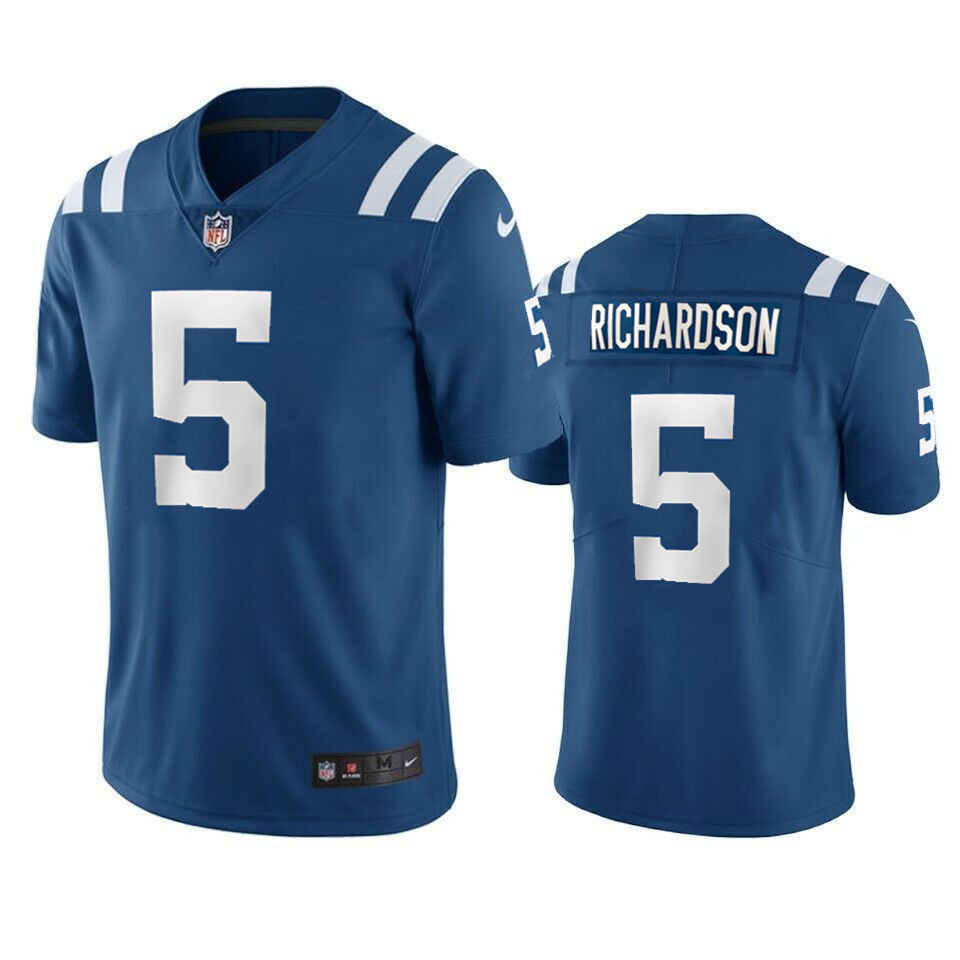 Men's Indianapolis Colts #5 Anthony Richardson Blue 2023 Draft Vapor Untouchable Stitched Football Jersey Men's Indianapolis Colts #5 Anthony Richardson Blue 2023 Draft Vapor Untouchable Stitched Football Jersey