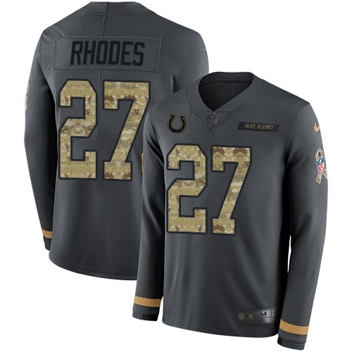 Nike Colts #27 Xavier Rhodes Anthracite Salute to Service Men's Stitched NFL Limited Therma Long Sleeve Jersey Nike Colts #27 Xavier Rhodes Anthracite Salute to Service Men's Stitched NFL Limited Therma Long Sleeve Jersey