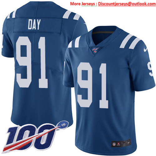 Nike Colts #91 Sheldon Day Royal Blue Team Color Men's Stitched NFL 100th Season Vapor Untouchable Limited Jersey Nike Colts #91 Sheldon Day Royal Blue Team Color Men's Stitched NFL 100th Season Vapor Untouchable Limited Jersey