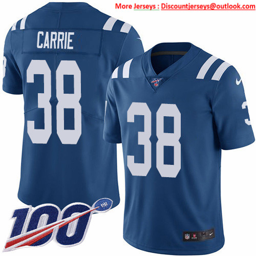 Nike Colts #38 T.J. Carrie Royal Blue Team Color Men's Stitched NFL 100th Season Vapor Untouchable Limited Jersey Nike Colts #38 T.J. Carrie Royal Blue Team Color Men's Stitched NFL 100th Season Vapor Untouchable Limited Jersey