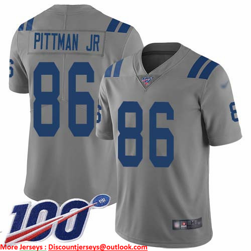 Nike Colts #86 Michael Pittman Jr. Gray Men's Stitched NFL Limited Inverted Legend 100th Season Jersey Nike Colts #86 Michael Pittman Jr. Gray Men's Stitched NFL Limited Inverted Legend 100th Season Jersey