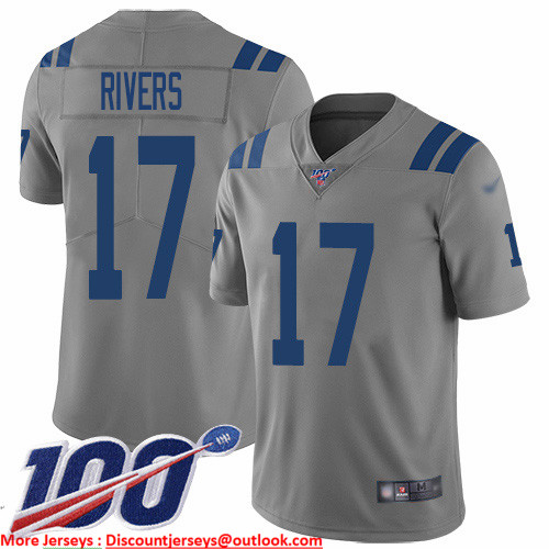 Nike Colts #17 Philip Rivers Gray Men's Stitched NFL Limited Inverted Legend 100th Season Jersey Nike Colts #17 Philip Rivers Gray Men's Stitched NFL Limited Inverted Legend 100th Season Jersey