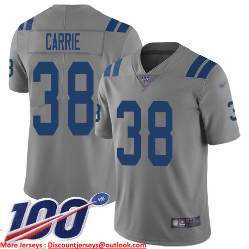 Nike Colts #38 T.J. Carrie Gray Men's Stitched NFL Limited Inverted Legend 100th Season Jersey Nike Colts #38 T.J. Carrie Gray Men's Stitched NFL Limited Inverted Legend 100th Season Jersey