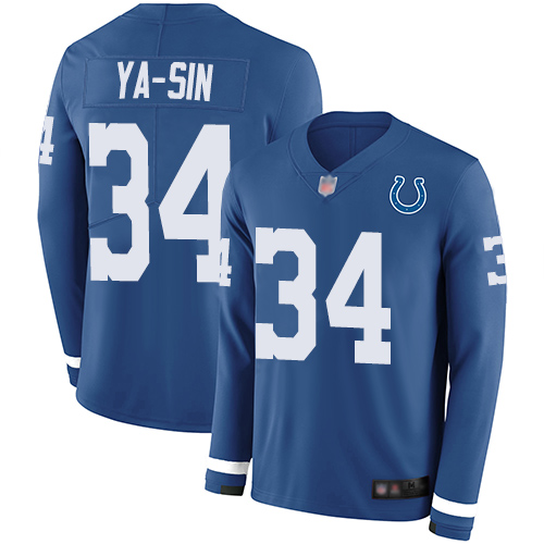 Colts #34 Rock Ya-Sin Royal Blue Team Color Men's Stitched Football Limited Therma Long Sleeve Jersey Colts #34 Rock Ya-Sin Royal Blue Team Color Men's Stitched Football Limited Therma Long Sleeve Jersey