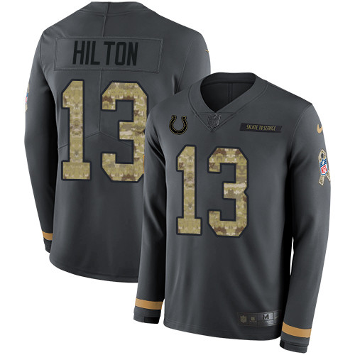 Nike Colts #13 T.Y. Hilton Anthracite Salute to Service Men's Stitched NFL Limited Therma Long Sleeve Jersey Nike Colts #13 T.Y. Hilton Anthracite Salute to Service Men's Stitched NFL Limited Therma Long Sleeve Jersey