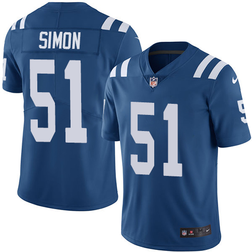 Nike Colts #51 John Simon Royal Blue Team Color Men's Stitched NFL Vapor Untouchable Limited Jersey Nike Colts #51 John Simon Royal Blue Team Color Men's Stitched NFL Vapor Untouchable Limited Jersey