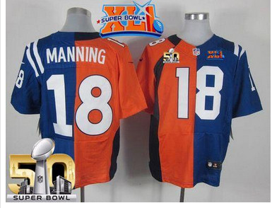 Nike Colts #18 Peyton Manning OrangeRoyal Blue Super Bowl XLI & Super Bowl 50 Men's Stitched NFL Elite Split Broncos Jersey Nike Colts #18 Peyton Manning OrangeRoyal Blue Super Bowl XLI & Super Bowl 50 Men's Stitched NFL Elite Split Broncos Jersey