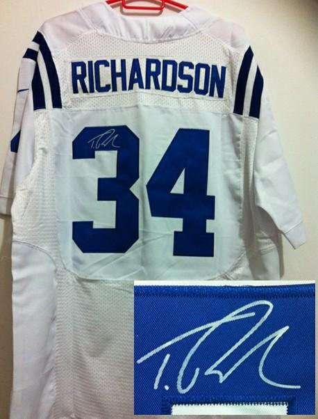 NEW NFL Indianapolis Colts 34 Trent Richardson White Signed Jerseys-Elite