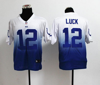 NEW Indianapolis Colts 12 Andrew Luck White Blue Drift Fashion II Elite NFL Jerseys