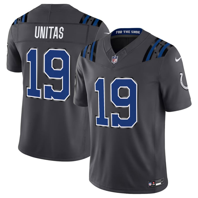 Men's Indianapolis Colts #19 Johnny Unitas Dark Gray 2026 F.U.S.E. Rivalries Collection Limited Stitched Football Jersey