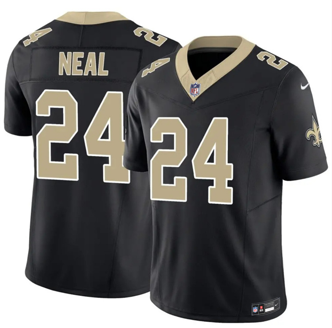Men's New Orleans Saints #24 Devin Neal Black 2025 F.U.S.E Vapor Limited Stitched Football Jersey Men's New Orleans Saints #24 Devin Neal Black 2025 F.U.S.E Vapor Limited Stitched Football Jersey