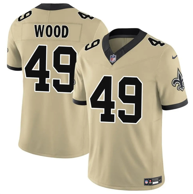 Men's New Orleans Saints #49 Zach Wood Gold 2025 F.U.S.E. Alternate Vapor Limited Stitched Football Jersey Men's New Orleans Saints #49 Zach Wood Gold 2025 F.U.S.E. Alternate Vapor Limited Stitched Football Jersey