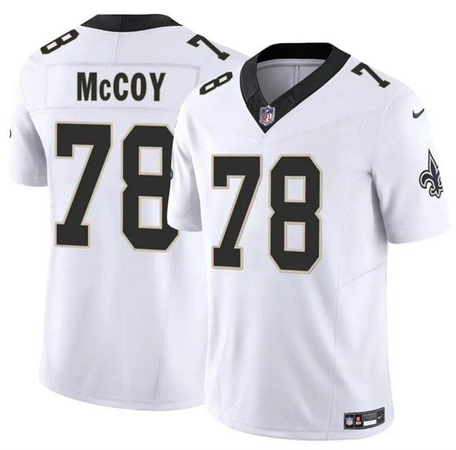 Men's New Orleans Saints #78 Erik McCoy White 2025 F.U.S.E Vapor Limited Stitched Football Jersey Men's New Orleans Saints #78 Erik McCoy White 2025 F.U.S.E Vapor Limited Stitched Football Jersey