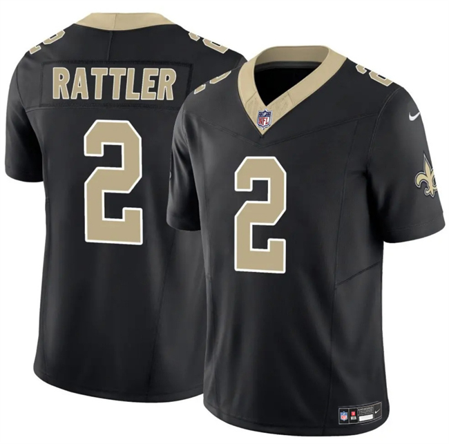 Men's New Orleans Saints #2 Spencer Rattler Black 2025 F.U.S.E Vapor Limited Stitched Football Jersey Men's New Orleans Saints #2 Spencer Rattler Black 2025 F.U.S.E Vapor Limited Stitched Football Jersey