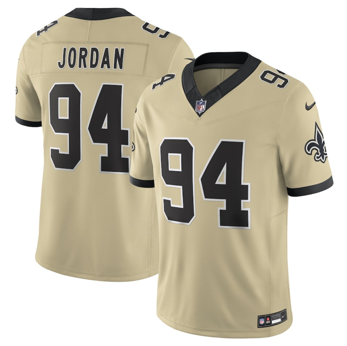 Men's New Orleans Saints #94 Cameron Jordan Gold 2025 F.U.S.E. Alternate Vapor Limited Stitched Football Jersey Men's New Orleans Saints #94 Cameron Jordan Gold 2025 F.U.S.E. Alternate Vapor Limited Stitched Football Jersey
