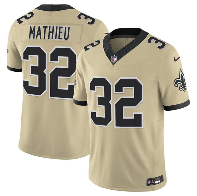 Men's New Orleans Saints #32 Tyrann Mathieu Gold 2025 F.U.S.E. Alternate Vapor Limited Stitched Football Jersey Men's New Orleans Saints #32 Tyrann Mathieu Gold 2025 F.U.S.E. Alternate Vapor Limited Stitched Football Jersey