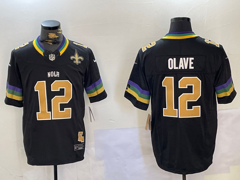Men's New Orleans Saints #12 Chris Olave Black 2024 F.U.S.E. Vapor Limited Stitched Jersey 5 Men's New Orleans Saints #12 Chris Olave Black 2024 F.U.S.E. Vapor Limited Stitched Jersey 5