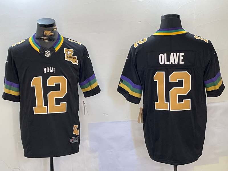 Men's New Orleans Saints #12 Chris Olave Black 2024 F.U.S.E. Vapor Limited Stitched Jersey 2 Men's New Orleans Saints #12 Chris Olave Black 2024 F.U.S.E. Vapor Limited Stitched Jersey 2