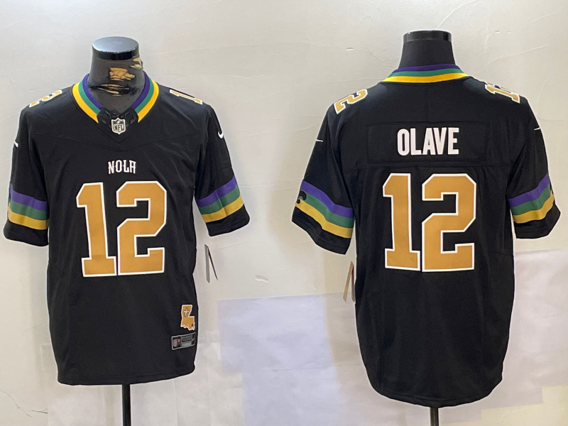 Men's New Orleans Saints #12 Chris Olave Black 2024 F.U.S.E. Vapor Limited Stitched Jersey 1 Men's New Orleans Saints #12 Chris Olave Black 2024 F.U.S.E. Vapor Limited Stitched Jersey 1