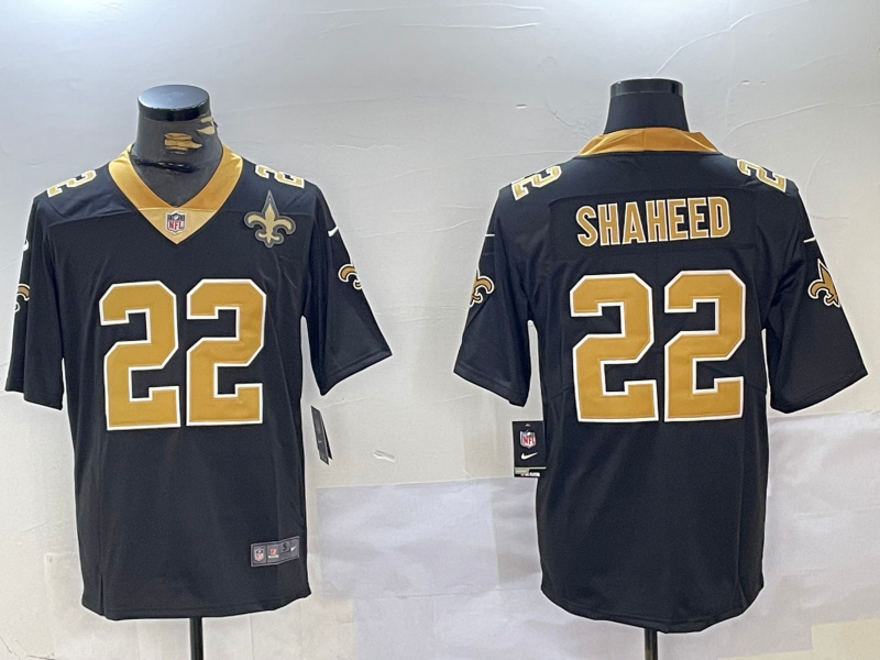 Men's New Orleans Saints #22 Rashid Shaheed Black Vapor Limited Stitched Football Jersey 1 Men's New Orleans Saints #22 Rashid Shaheed Black Vapor Limited Stitched Football Jersey 1